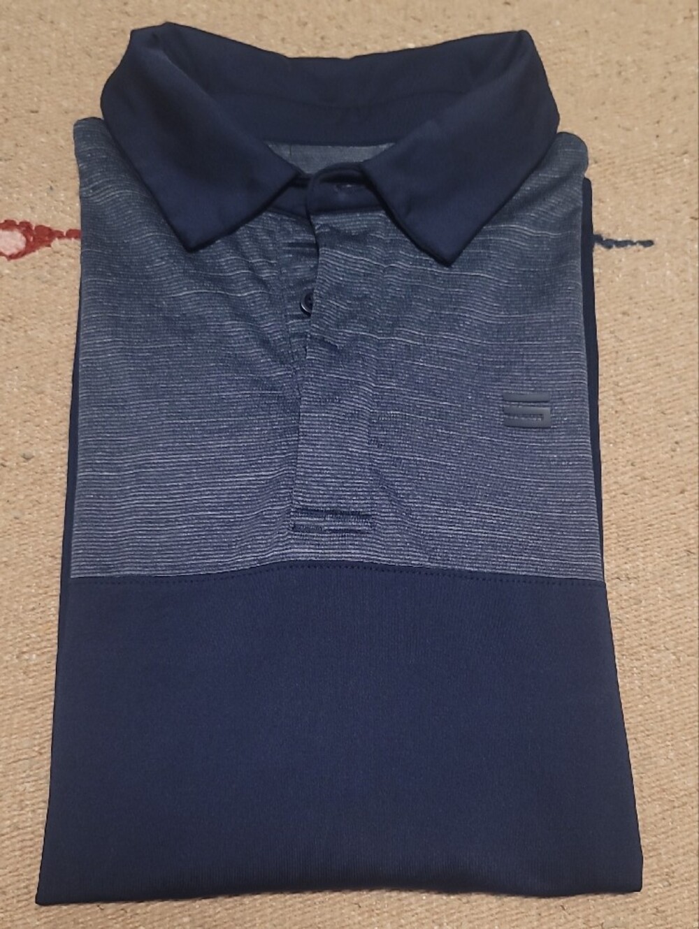 Men's Long Sleeve Two-Tone Navy Polo Golf Shirt